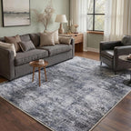 Living Room Rug Washable Rugs Abstract Denim
