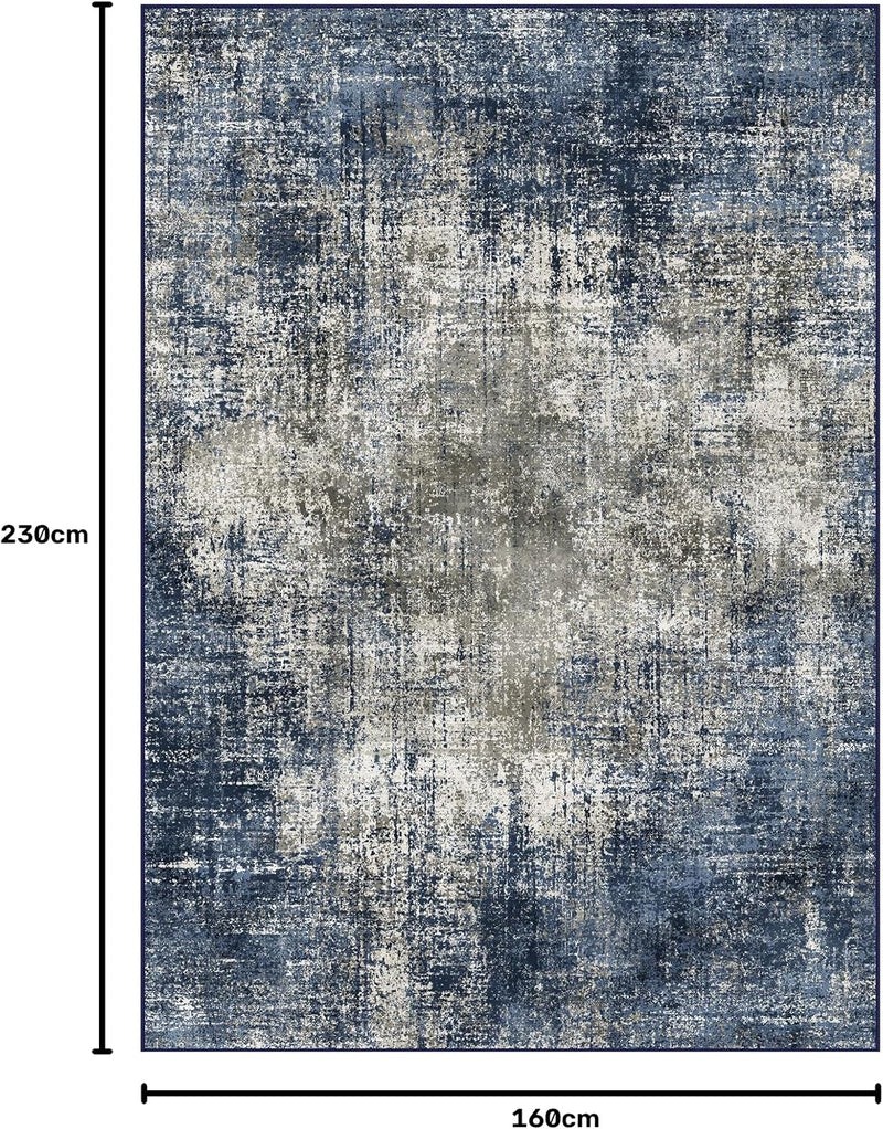 Living Room Rug Washable Rugs Abstract Denim