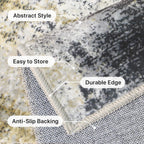 Living Room Rug Washable Rugs Abstract Ochre