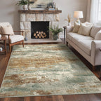 Living Room Rug Washable Rugs Abstract Ochre