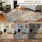 Living Room Rug Washable Rugs Abstract Ochre