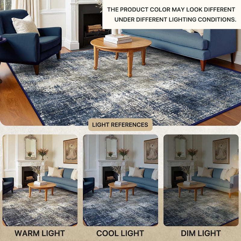 Living Room Rug Washable Rugs Abstract Ochre