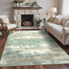 Living Room Rug Washable Rugs Abstract Ochre