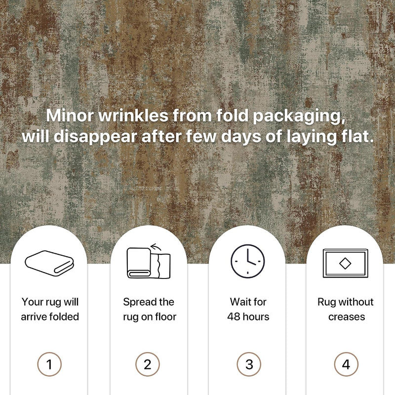 Living Room Rug Washable Rugs Abstract Ochre