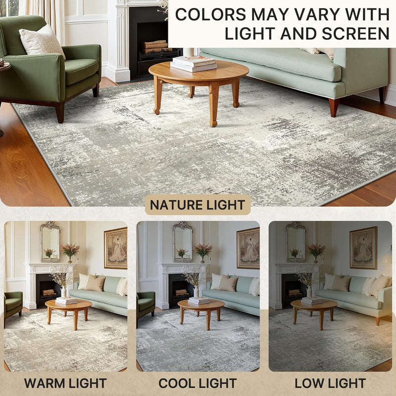 Living Room Rug Washable Rugs Abstract Ochre