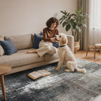 Living Room Rug Washable Rugs Abstract Ochre