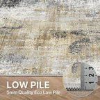 Living Room Rug Washable Rugs Abstract Ochre