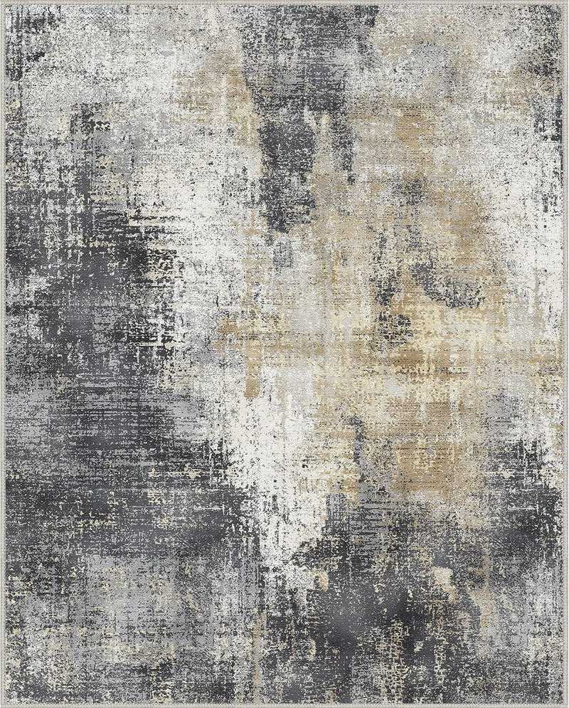 Living Room Rug Washable Rugs Abstract Ochre
