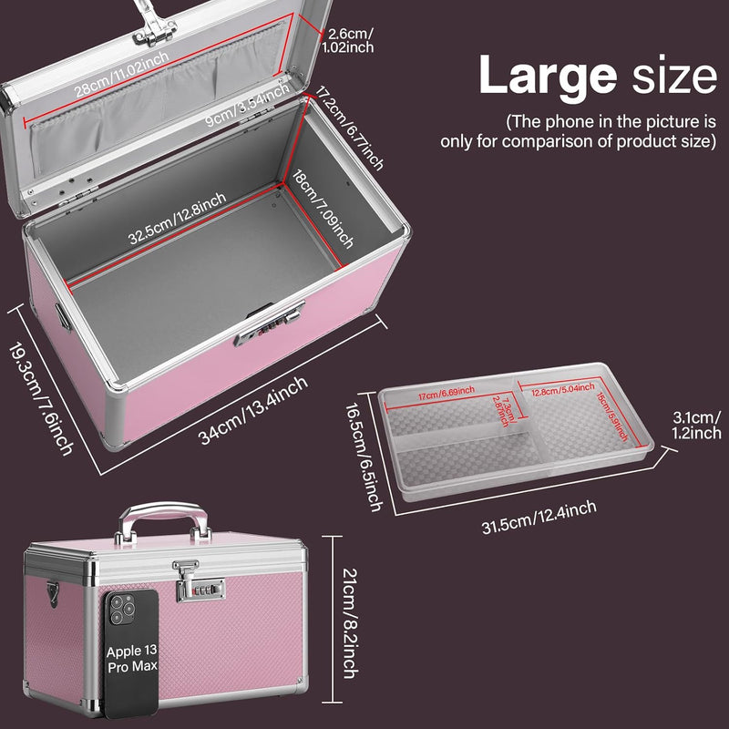 Lockable Medicine Box 13.4''x 7.6''x 7.6'' Safe Combination