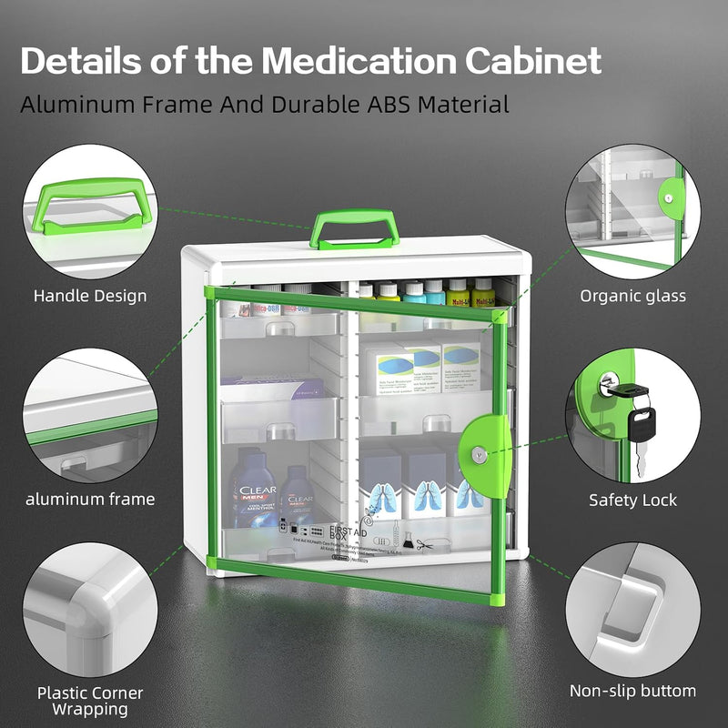 Lockable Medicine Cabinet Organiser Bathroom Storage Box