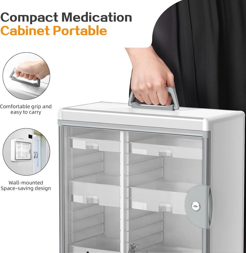 Lockable Medicine Cabinet Organiser Bathroom Storage Box