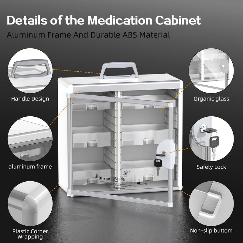 Lockable Medicine Cabinet Organiser Bathroom Storage Box