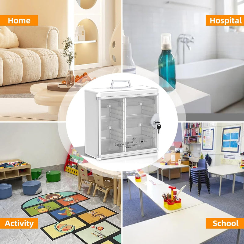 Lockable Medicine Cabinet Organiser Bathroom Storage Box