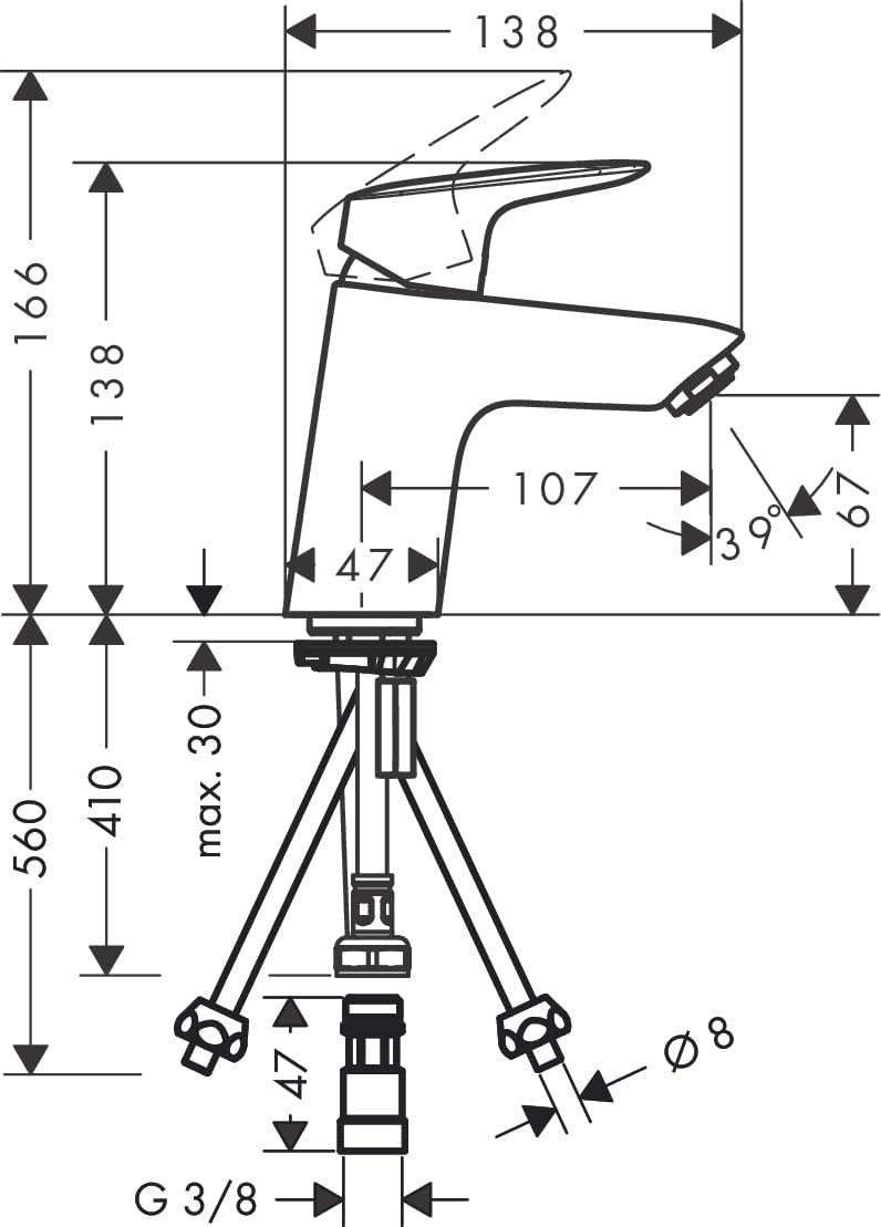 Logis Bathroom Tap with Push-Open Waste Set Sink