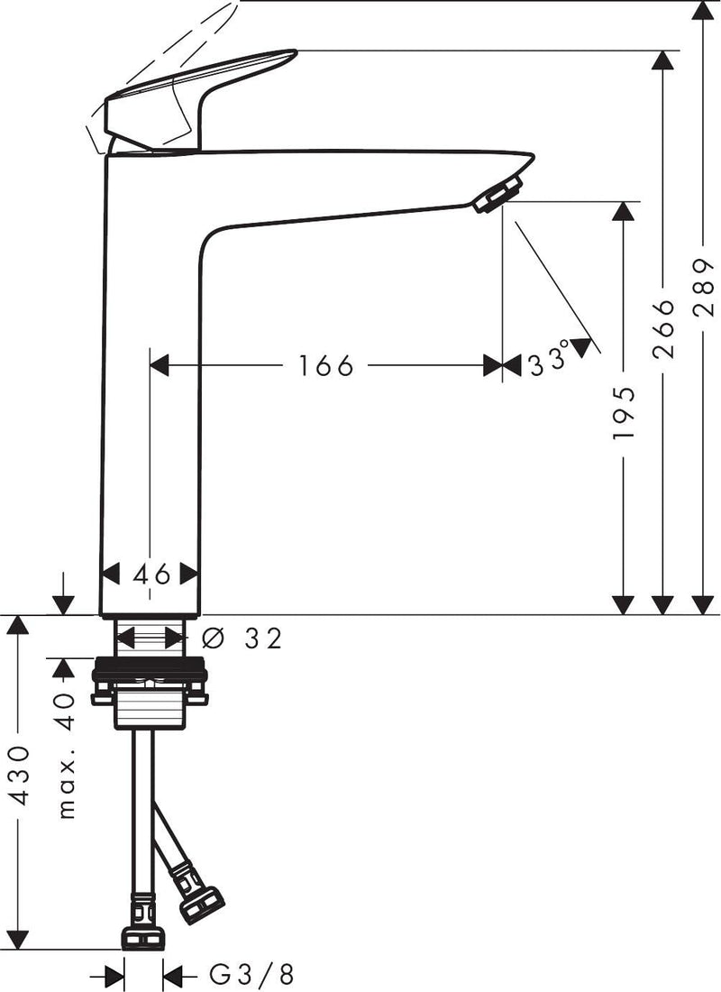 Logis Bathroom Tap with Push-Open Waste Set Sink