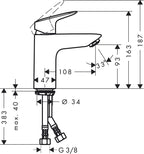 Logis Bathroom Tap with Push-Open Waste Set Sink