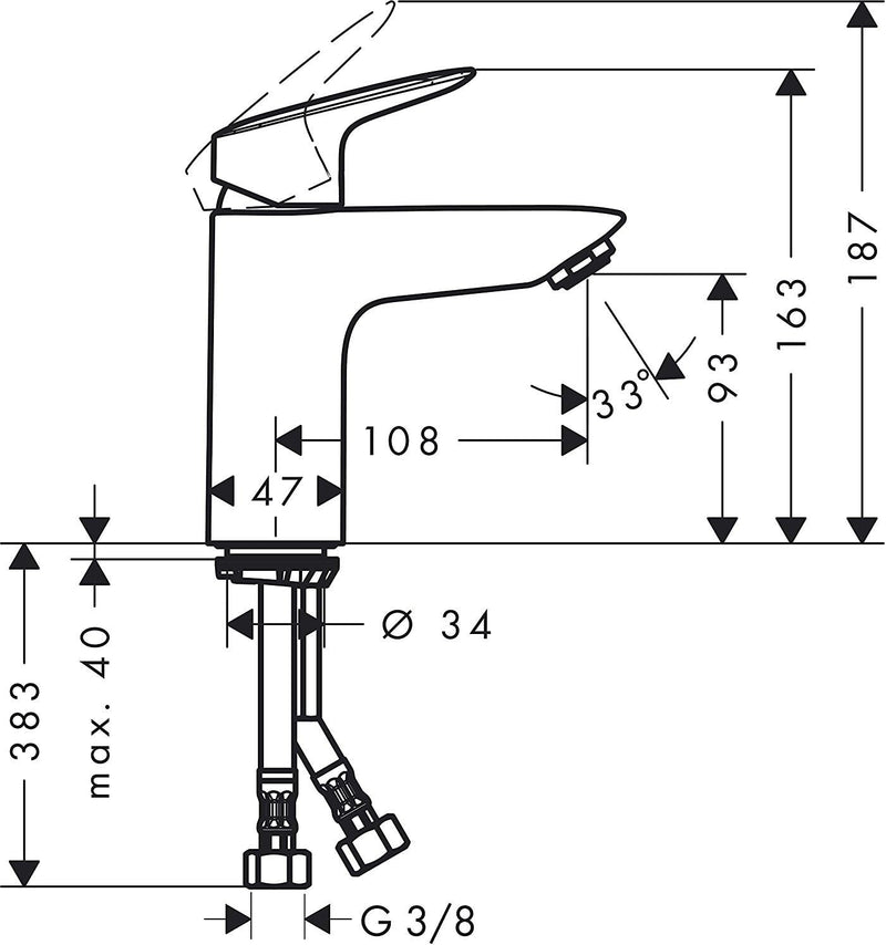Logis Bathroom Tap with Push-Open Waste Set Sink