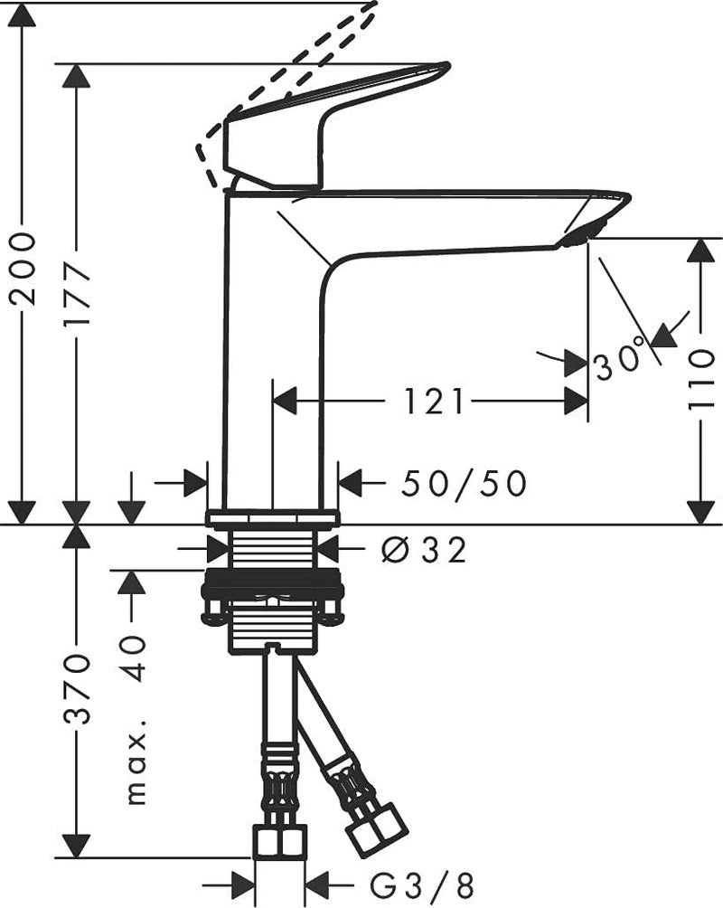 Logis Fine Bathroom Tap with Push-Open Waste Set
