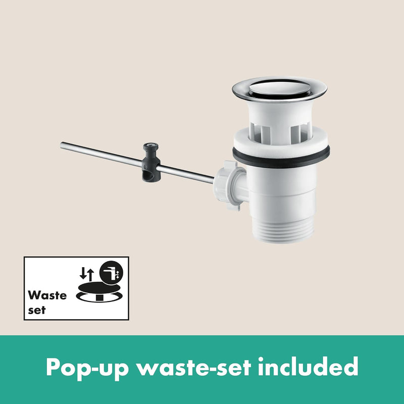 Logis Fine Bathroom Tap with Push-Open Waste Set