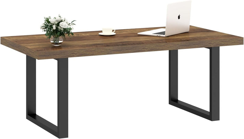 Long Oak Coffee Table Rustic Wooden Farmhouse
