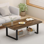 Long Oak Coffee Table Rustic Wooden Farmhouse