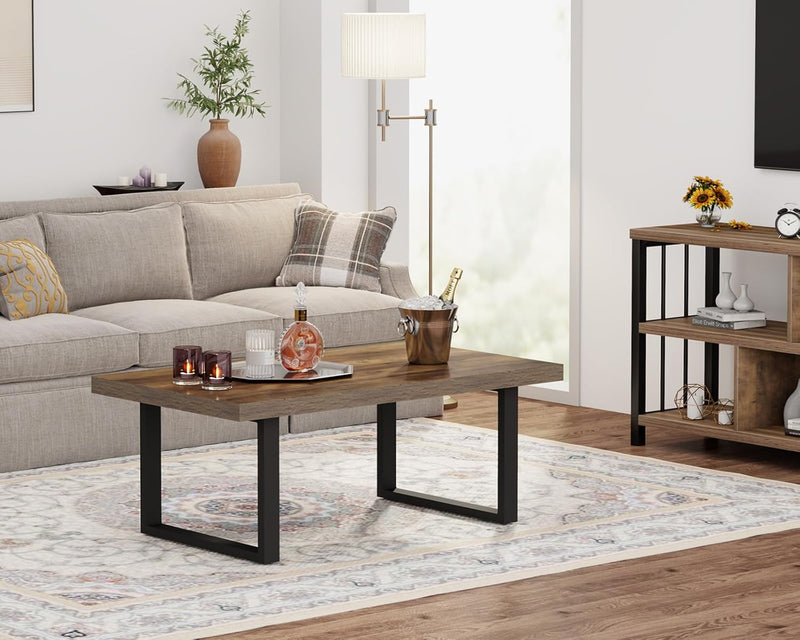 Long Oak Coffee Table Rustic Wooden Farmhouse