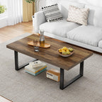 Long Oak Coffee Table Rustic Wooden Farmhouse