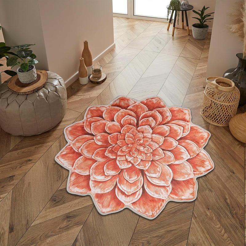 Lotus Shape Rug Plush Soft Flower Carpet Statement