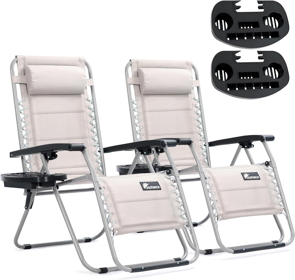Lounger Garden Chairs Zero Gravity with Cup Phone (Set of 2)
