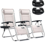 Lounger Garden Chairs Zero Gravity with Cup Phone (Set of 2)