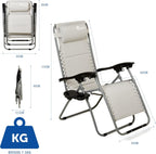 Lounger Garden Chairs Zero Gravity with Cup Phone (Set of 2)