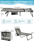 Lounger with 5-Position Adjustable Backrest 180KG