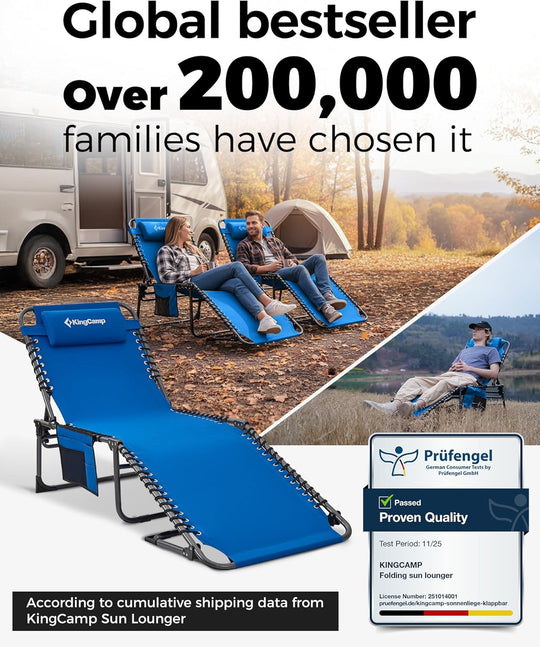 Sun Lounger with 5-Position Adjustable Backrest 180KG