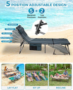 Lounger with 5-Position Adjustable Backrest 180KG