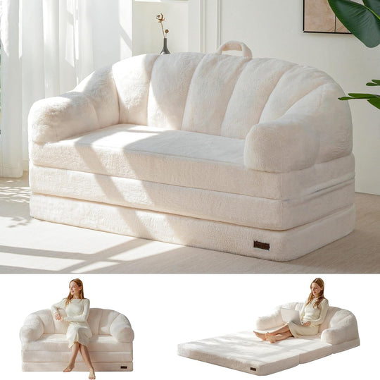 Loveseat Sofa Bed Folding Bean Bag Chair Faux