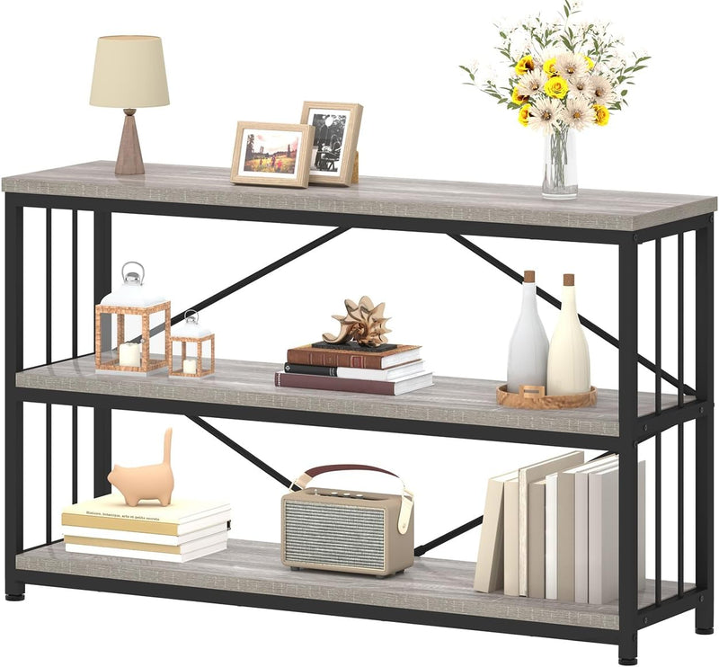 Low Horizontal Book Shelf Industrial Modern 3 Tier