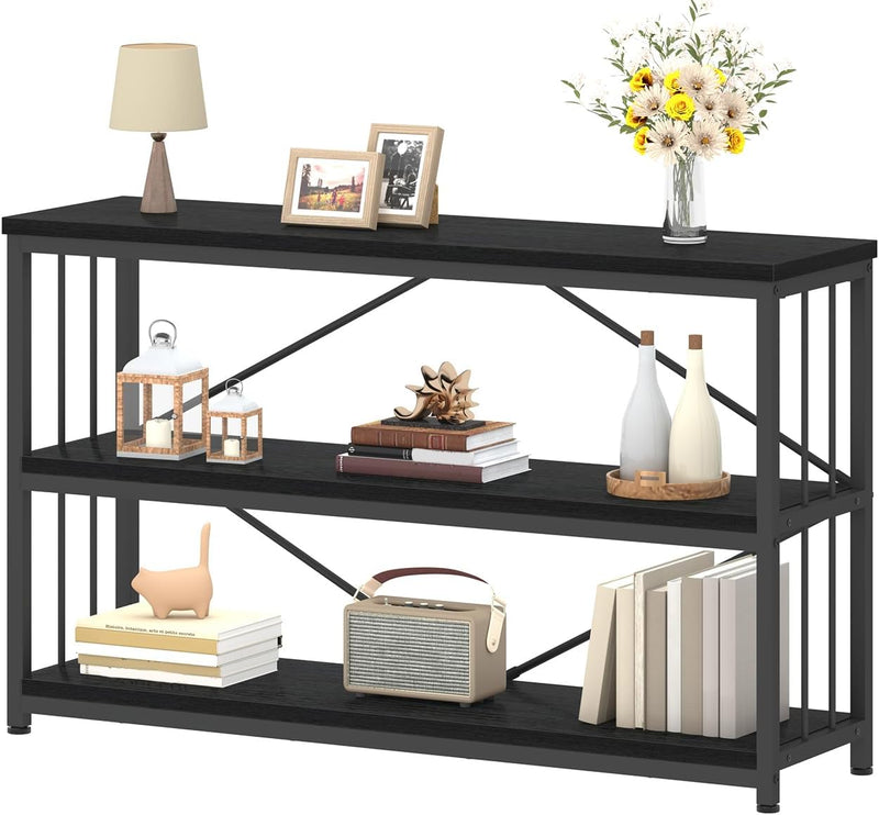 Low Horizontal Book Shelf Industrial Modern 3 Tier