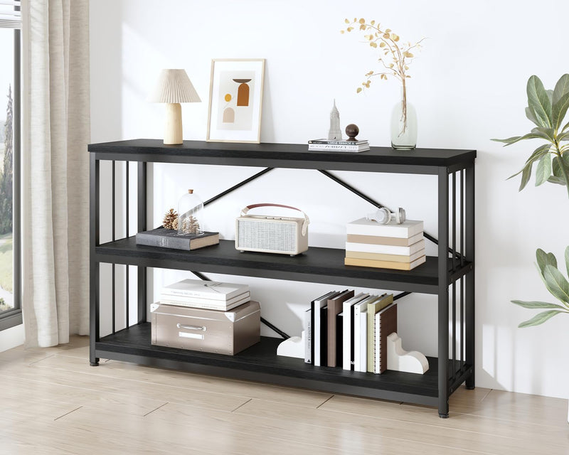 Low Horizontal Book Shelf Industrial Modern 3 Tier