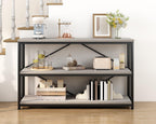 Low Horizontal Book Shelf Industrial Modern 3 Tier