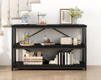 Low Horizontal Book Shelf Industrial Modern 3 Tier