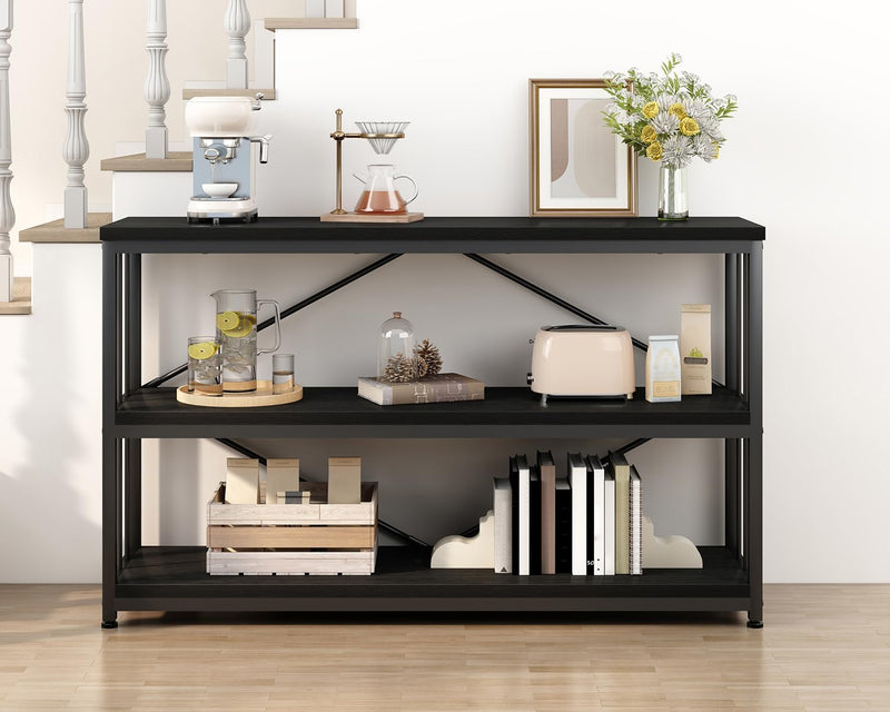 Low Horizontal Book Shelf Industrial Modern 3 Tier