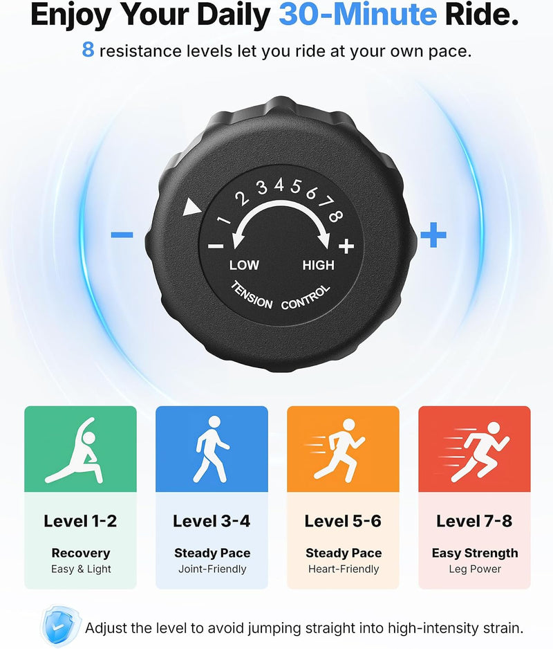 Low-Impact Recumbent Exercise Bike with 8-Level Magnetic