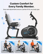Low-Impact Recumbent Exercise Bike with 8-Level Magnetic