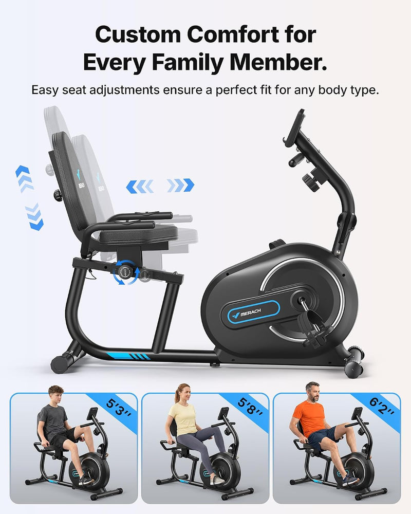 Low-Impact Recumbent Exercise Bike with 8-Level Magnetic