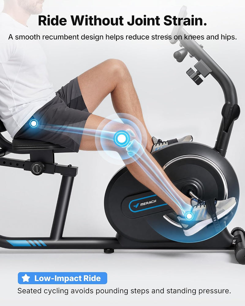 Low-Impact Recumbent Exercise Bike with 8-Level Magnetic