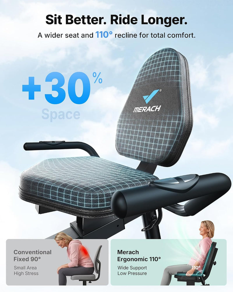 Low-Impact Recumbent Exercise Bike with 8-Level Magnetic