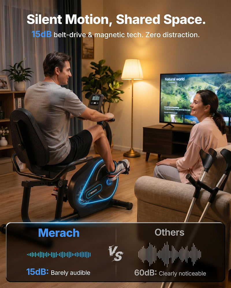 Low-Impact Recumbent Exercise Bike with 8-Level Magnetic