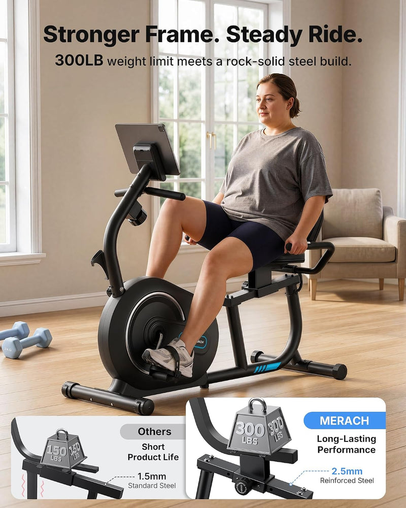 Low-Impact Recumbent Exercise Bike with 8-Level Magnetic
