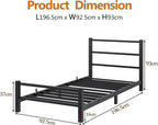 Low Profile Bed Frame with Metal Headboard