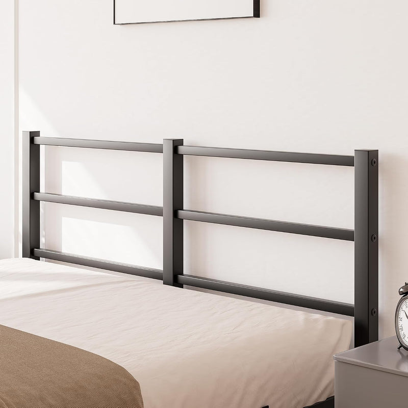 Low Profile Bed Frame with Metal Headboard